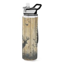 Qxltty Forest Deer Shadow Water Bottle 32 oz with Straw BPA Free Reusable Fitness Sport Bottle Perfect for Travel School Outdoors and Gym