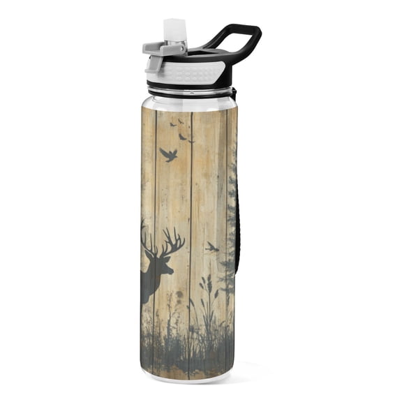 Qxltty Forest Deer Shadow Water Bottle 32 oz with Straw BPA Free Reusable Fitness Sport Bottle Perfect for Travel School Outdoors and Gym