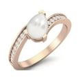thumbnail image 2 of 7x5MM Pear Shape Pearl 925 Sterling Silver Rose Vermeil Solitaire Women Bypass Valentines Day Gifts Ring, 2 of 3