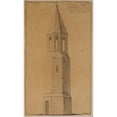 thumbnail image 2 of Alfred Bonnardot 12x18 Black Ornate Wood Framed Double Matted Museum Art Print Titled - Octagon Tower of the Cemetery of the Innocens of Paris, 2 of 5