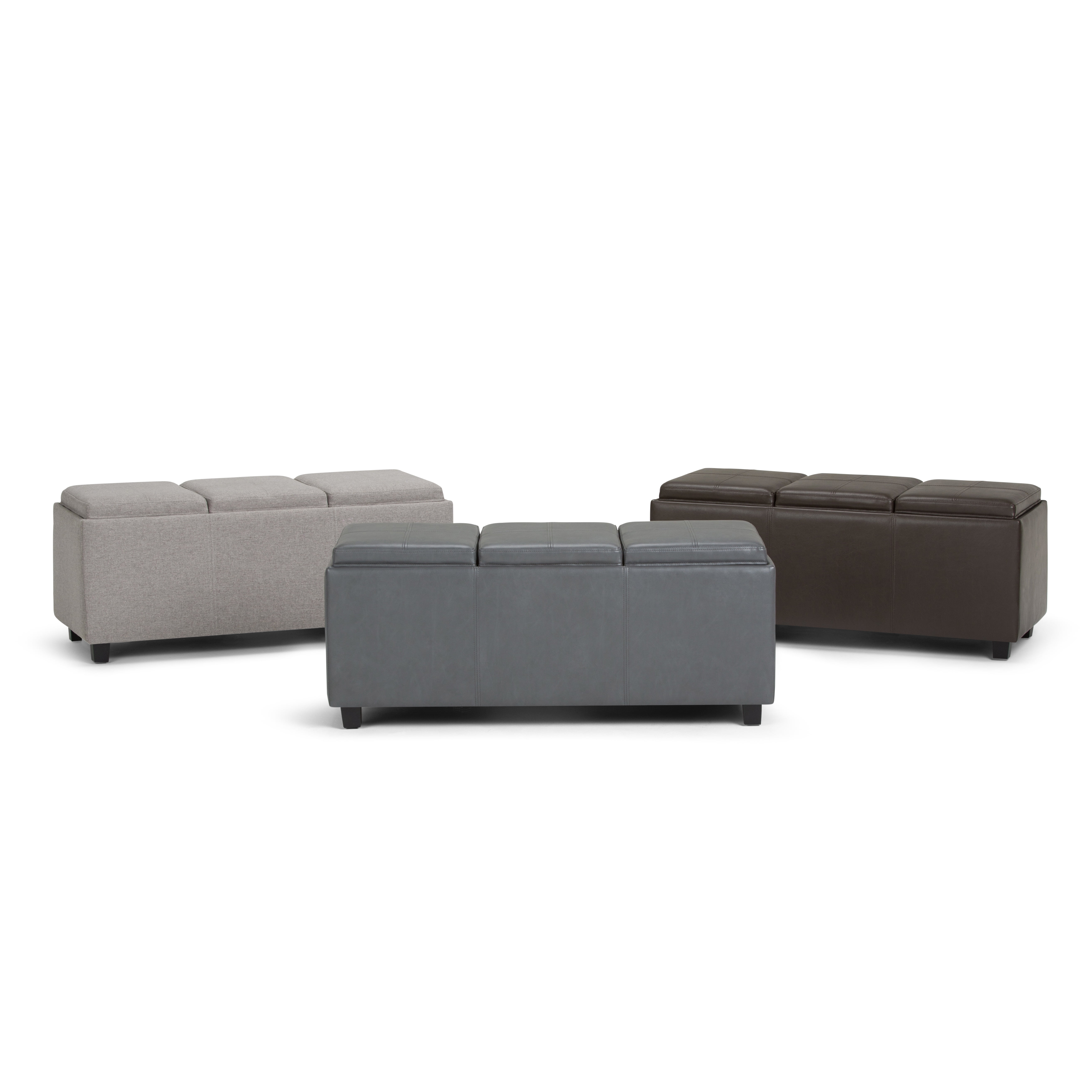 Avalon 42 inch Wide Contemporary Storage Ottoman in Chocolate Brown Vegan Leather