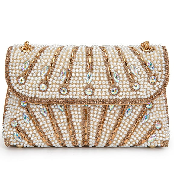 Quiet Luxury Pearl Purse Luxury Designer Bags Rhinestone Purses for Women Shiny Party Clutch Bags Messenger Bag Wallet