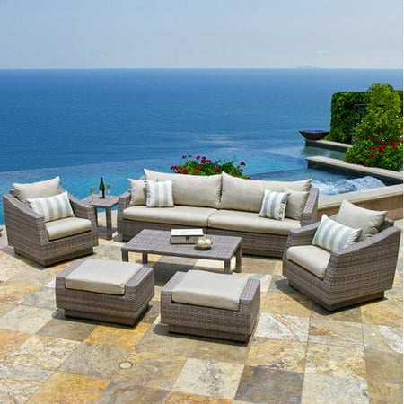 RST Brands Cannes 8pc Sofa and Club Chair Set Outdoor Furniture Cannes Furniture Outdoor Chat 