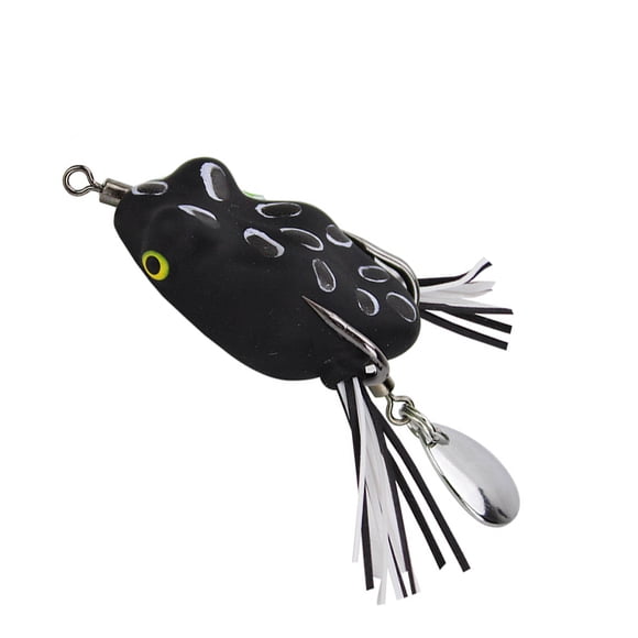 keepw 3.2CM Fishing Bait Snakehead Frog Sequin Lightweight Hollow Crankbait Soft Saltwater Freshwater Trout Walleye Green Black