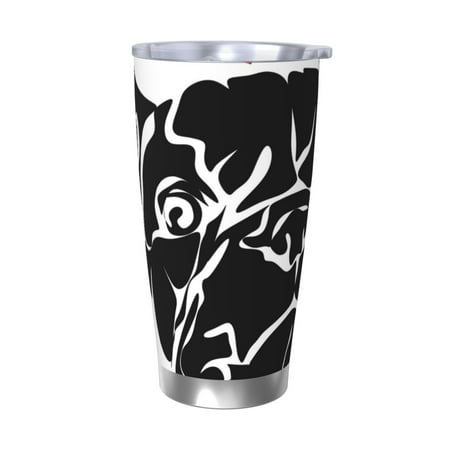 

Uemuo Red Heart And Puppy Of Bulldog Print Travel Coffee Mug 20oz Double-walled Car Cup Stainless Steel Insulated Tumbler Leak-proof Travel Cup Reusable Straw Car Cup-Without Straw