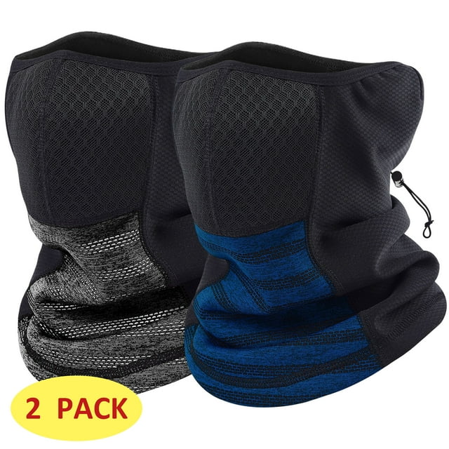 Ski Mask Neck Gaiter for Men Women Cold Weather Windproof 2 Pack Dark Gray Blue