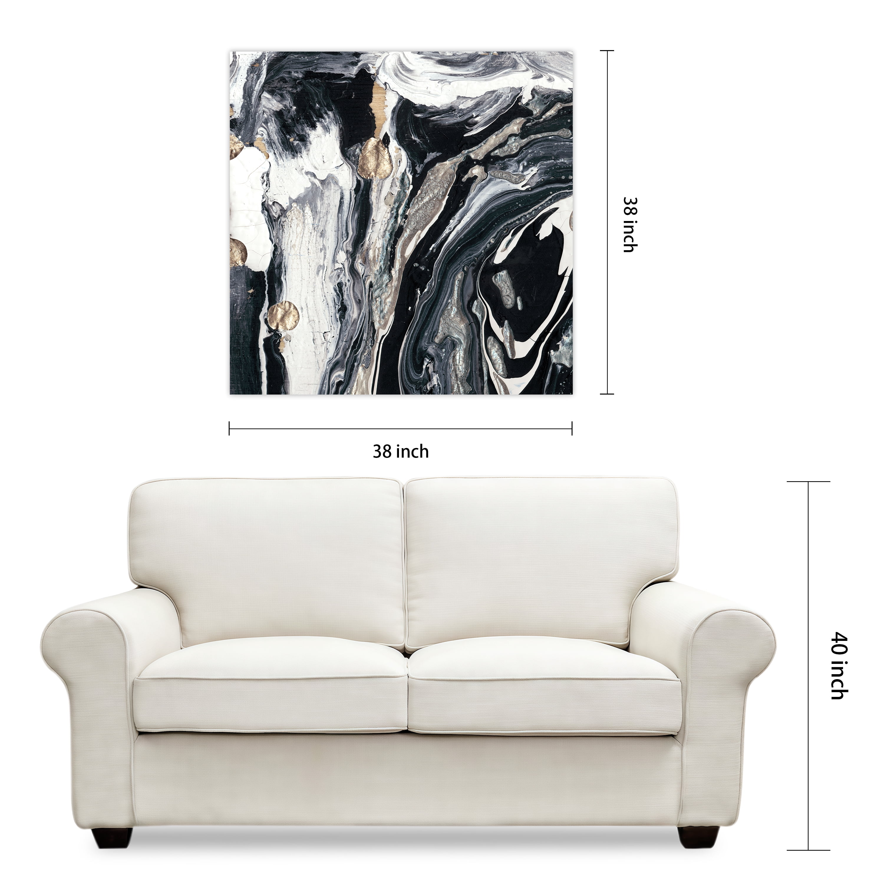 Ebony & Ivory B 36.00" x 0.20" Mixed Media Art, by Empire Art