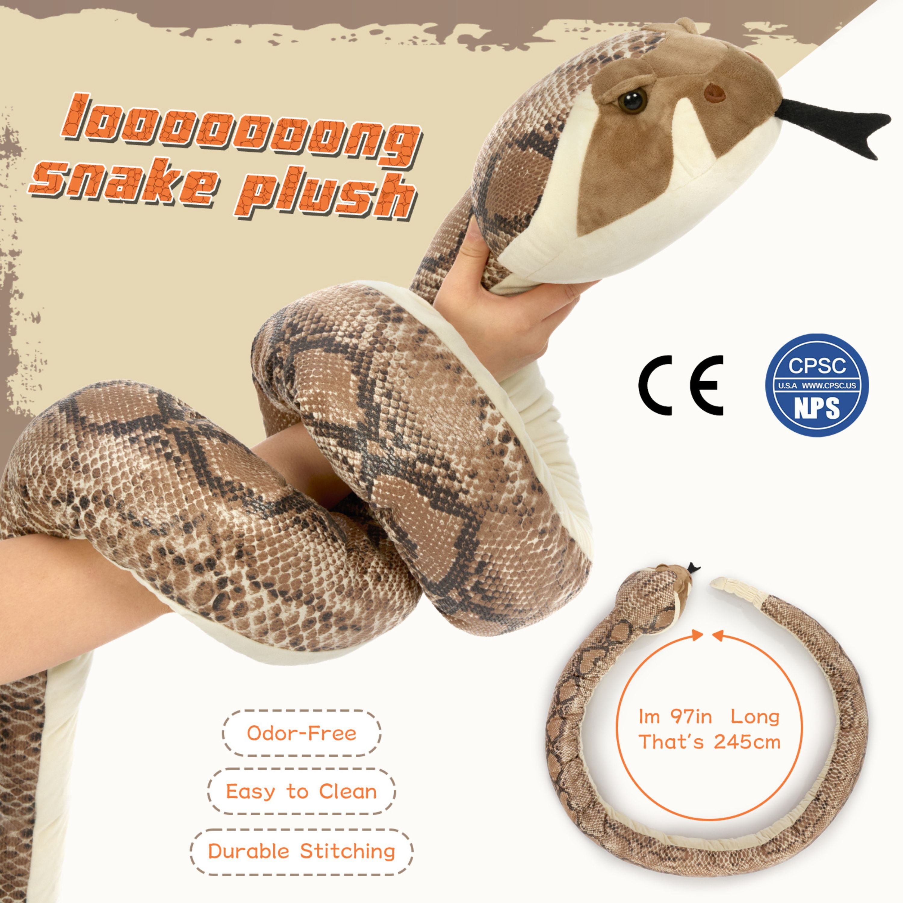 Muiteiur 97" Lifelike Plush Rattlesnake Toy Long Snake Stuffed Animal