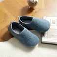 thumbnail image 4 of XIMIN Women's Flat Sole Slippers Women's Cozy Fuzzy Slippers Warm Memory Foam Closed Back House Shoes with Indoor Outdoor Anti Rubber Sole Non Slip Comfortable Bedroom Slippers(Blue,US 13), 4 of 9