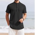 thumbnail image 6 of YATELLE Men's Henley Shirt Short Sleeve Stand Collar Summer Casual Beach Hippie T-Shirts, 6 of 6