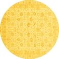 thumbnail image 1 of Ahgly Company Machine Washable Indoor Round Oriental Yellow Traditional Area Rugs, 3' Round, 1 of 4