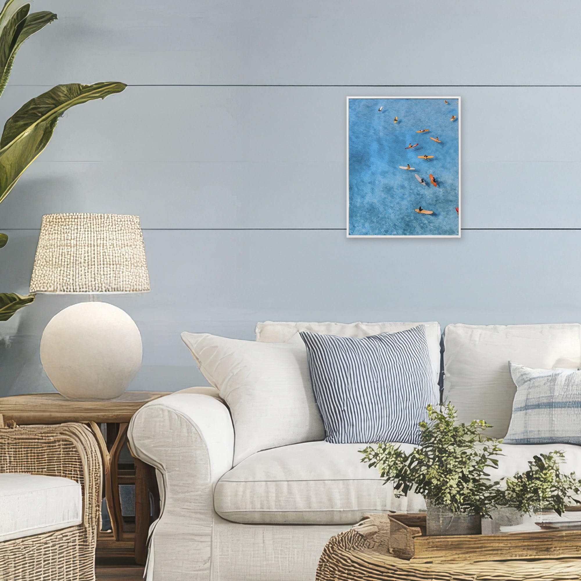 Stupell Industries Leisurely Surfers on Sea White Framed Giclee Art, design by Jesse Keith
