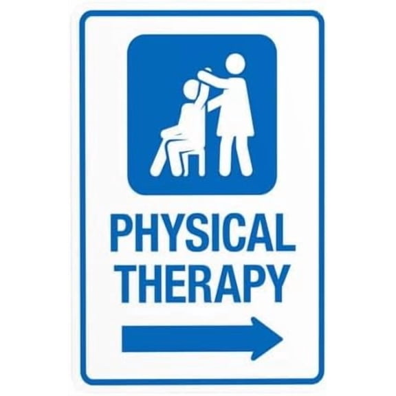 Physical Therapy With Right Arrow Warning Sign, Room Metal Signs for Business Home Outdoor Indoor Road Yard Garage Street Wall Caution Custom Decor 8 x 12 Inch