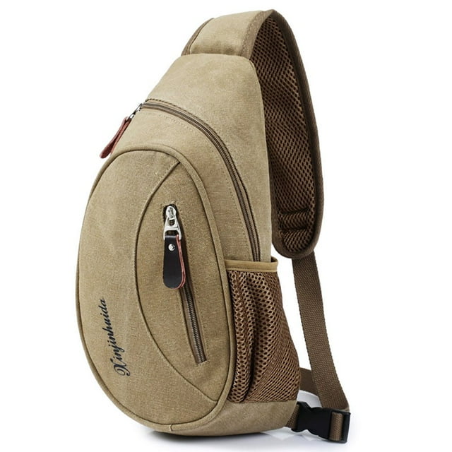 Men Sling Bag Canvas Casual Multipurpose Chest Bag Sling Backpack for Cycling
