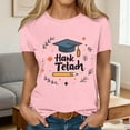 thumbnail image 4 of Fengqque T Shirts for Women Back-to-school Season Printed Short Sleeve Round Neck Spring Summer Tops Soft Basic Tees Pink XXL(XXL), 4 of 5