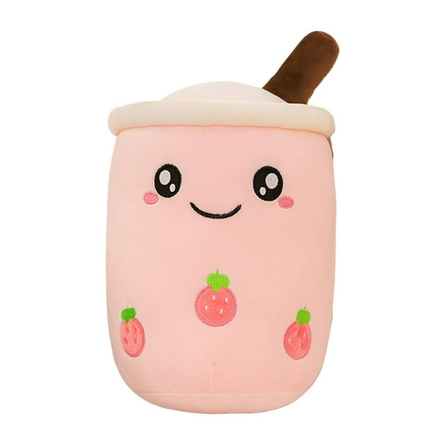 Milk Tea Cup Pillow Soft Cartoon Bubble Tea Cup Shape Smiling Face Color Matching Fully Stuffed Elastic Couch Car Seat Decor Bed Companion Pillow Doll