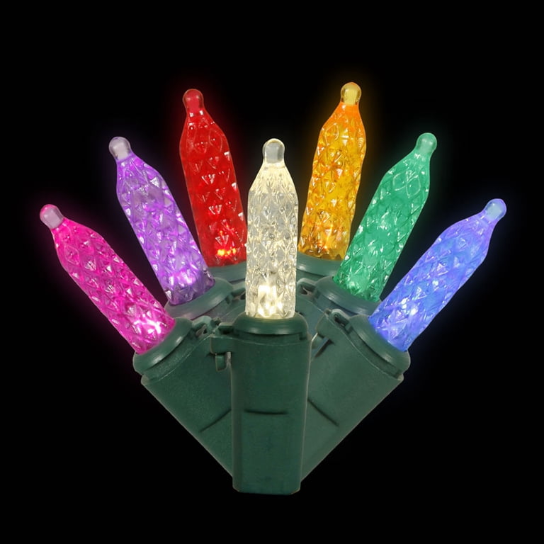 70 Multi Color LED Lights / Green Wire 9Ft. Icicle Christmas Light