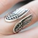 thumbnail image 4 of 2 anillos de alas ajustables con banda abierta, anillo elegante de acero inoxidable, joyería de ala de ángel, anillo retro apilable, alianzas de boda ajustables, regalos para mujeres y niñas, 4 of 4