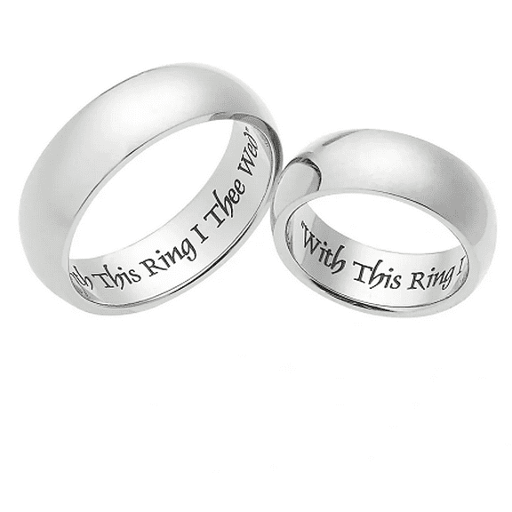 7mm Stainless Steel Men Women Wedding Rings - This Ring I Thee Wed Couples Ring, His and Hers Wedding Band, Size 6 to 14