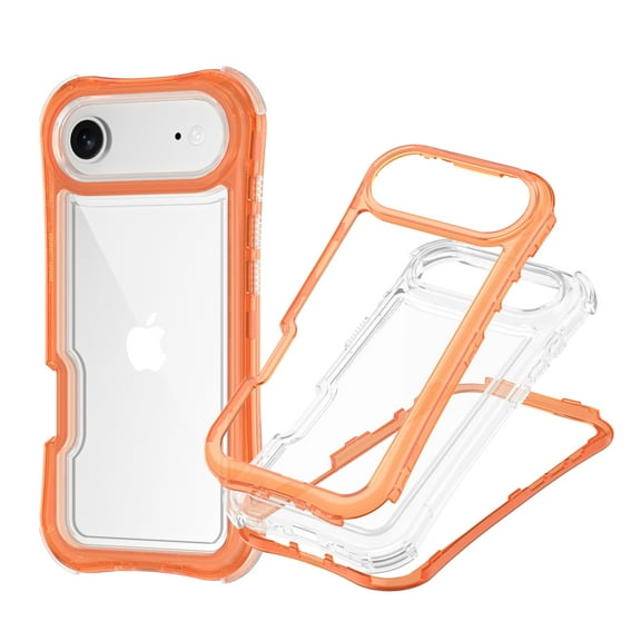 Dteck for iPhone Air Case, Dual Layer Shockproof Transparent Protective Phone Cover with Lanyard for iPhone Air 6.5 Inch,Orange