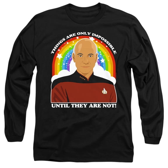 Star Trek The Next Generation Impossible Long Sleeve Adult 18/1 T-Shirt Black