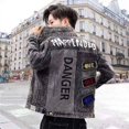 thumbnail image 5 of Chaqueta vaquera informal de estilo hip hop con botones, corta, ajustada, con estampado de otoño, para hombre, color negro y gris, para hombre, de alta calidad y a bordo, 5 of 5