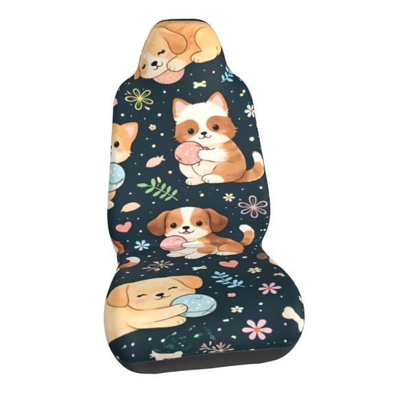 Cute Puppy Cartoon Car Seat Covers Stretch Car Seat Protectors Universal Fit