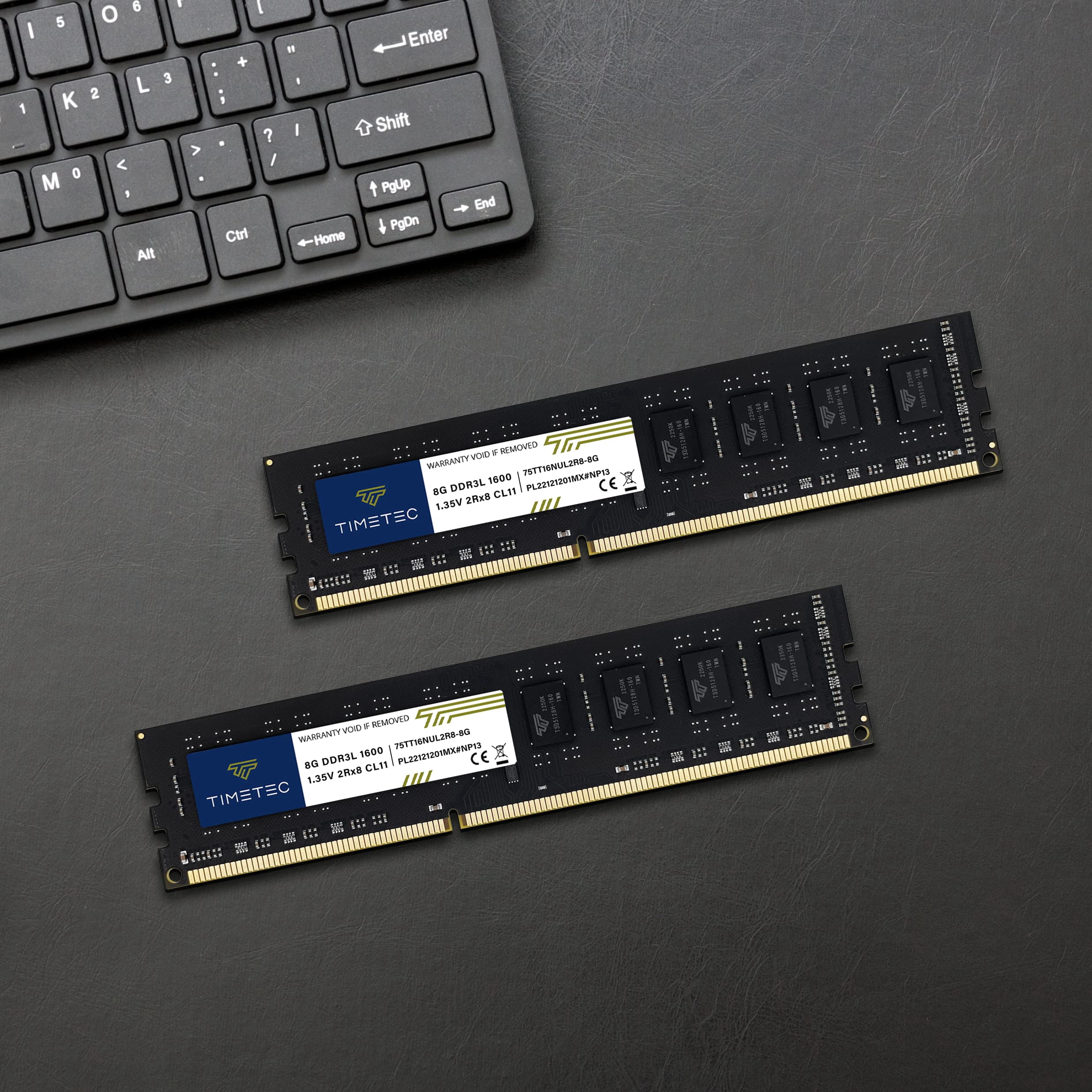 Timetec 32GB Kit (4x8GB) DDR3L 1600MHz PC3L-12800 Desktop RAM Memory, 240-Pin UDIMM, Non-ECC Unbuffered, 1.35V/1.5V CL11, Dual Rank 2Rx8