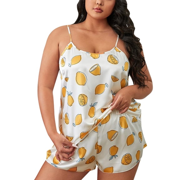 Ramiter Silk Pajamas for Women 2Pcs Women Satin Silk Sleepwear Pyjamas Set Pijama Suit Female Sleep Two Piece Set Plus Size XL,Yellow