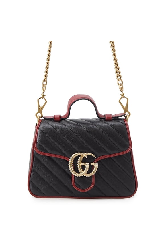 Pre-Owned Gucci GG Marmont Mini Handbag Leather 583571 GUCCI 2-way Shoulder Bag Black