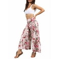 thumbnail image 4 of Liacowi Women Boho Floral Beach Pants High Waist Wide Pants Casual Loose Fit Trousers Bell Bottom Flowy Hippie Flare Wide Leg Palazzo Lounge Pants, 4 of 8