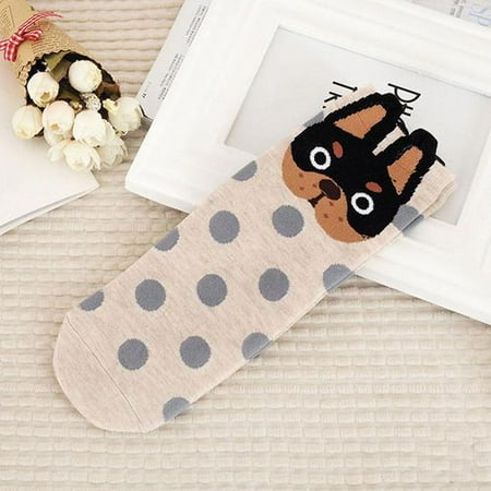 Michellem Women Socks Small Ear Cartoon Animal Series Cute Dogs Cats Xmas Gift Cotton Warmer