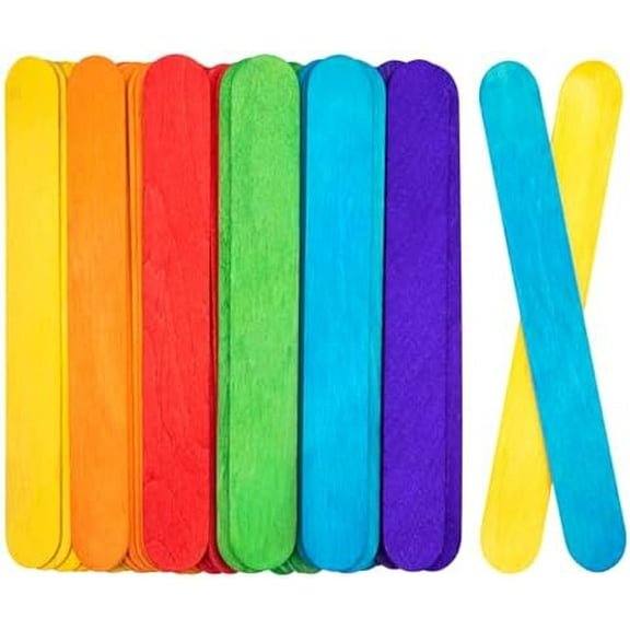 90Pcs 8 Inch Colorful Jumbo Craft Sticks, Large Popsicle Sticks, WaxingSticks, Rainbow Wooden Popsicle Sticks, Paint Stir Sticks Great for DIY Crafts, Plant Labels, and Educational Tools