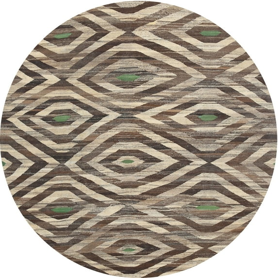 Ahgly Company Indoor Round Contemporary Tan Brown Southwestern Area Rugs, 3' Round