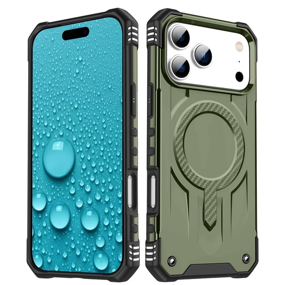 Magnetic for iPhone 17 Pro Max Case [Dual Layer Structure Protection] Magnetic Car Mount & Wireless Charging, Military Grade Drop Protection Heavy Duty Shockproof Phone Case, Armygreen