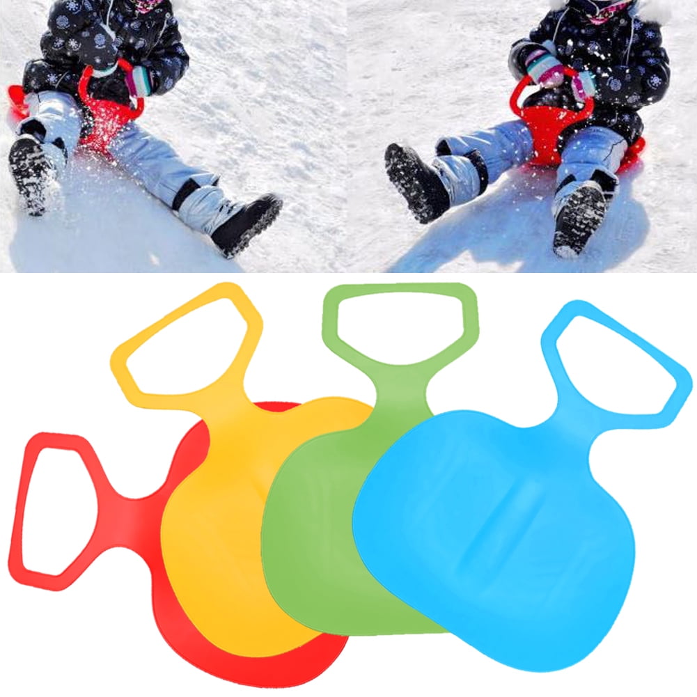 Exte Kids Plastic Snow Sled Mat with Handle Outdoor Winter Ski Seat Boards Snow Grass Sand Skiing Slippery Butt Pad Snowboard 