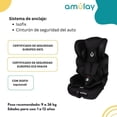 thumbnail image 2 of Amulay Autoasiento Booster con ISOFIX Grupo 1-2-3 &ndash; Silla de Seguridad Convertible para Beb&eacute; y Ni&ntilde;o, Reclinable y Ergon&oacute;mica - Color Negro Y Gris, 2 of 9
