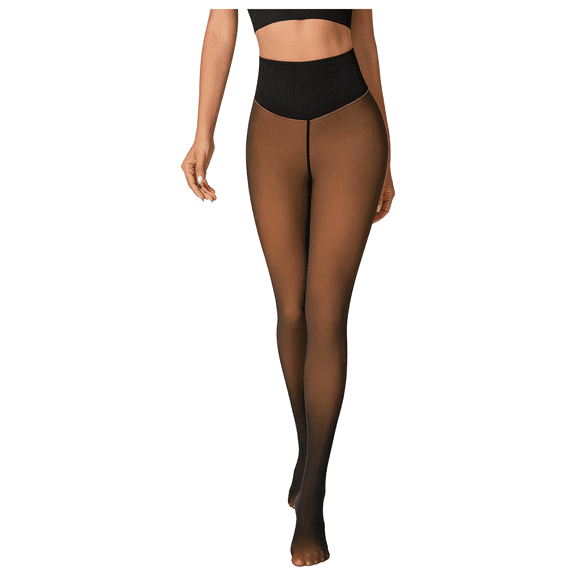 Women's One-Seam Fleece Tights, Thermal Leggings, Tan Butt Lifting Leggings, High Waist Tummy Control, L-XL