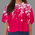 thumbnail image 5 of Camisetas de Manga Corta para las Mujeres Lanterna Manga Corbata Plisado Cuello Redondo, Casual Recortado Camiseta Top para Gimnasio Y Diario, 5 of 5