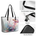 thumbnail image 4 of Marine Life Jellyfish Woman Leather Handbags Large Tote Bag Fashion Portable Handbags With Zipper, 4 of 7