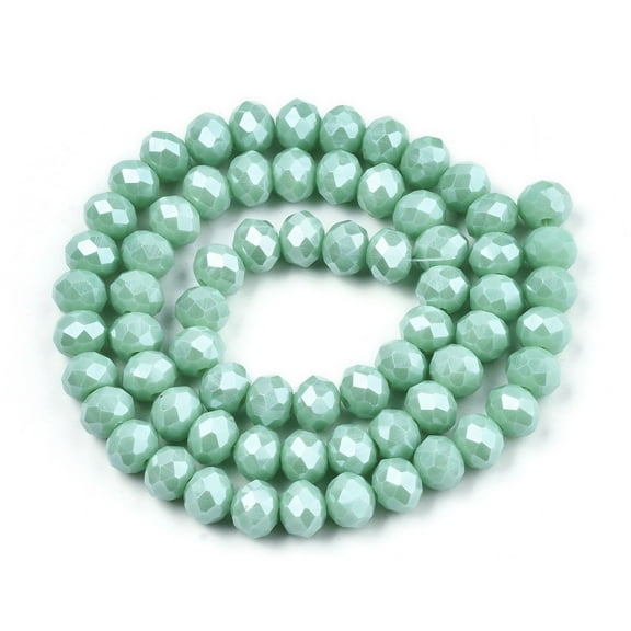 10strands Electroplate Glass Beads Strands Pearl Luster Faceted Rondelle Medium Aquamarine 4x3mm Hole: 0.4mm about 110~115pcs/strand 39~40cm