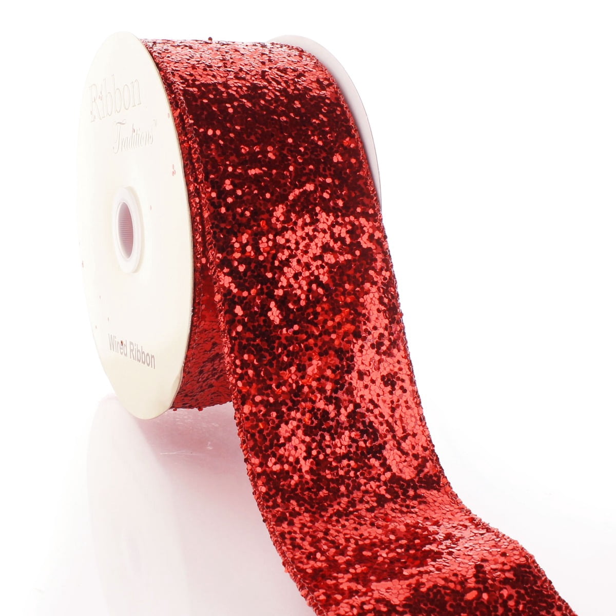 Ribbon Traditions 2 1/2" Wired Spangle Ribbon Red - 25 Yards