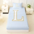 thumbnail image 3 of Erosebridal Cute Initial L Twin Sheet Sets for Kid, Fashion Blue Stripe Bedding, 3pcs, 3 of 5