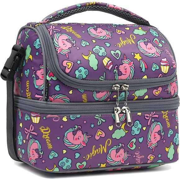 Bolsa de Almuerzo FlowFly Doble Piso Aislada Tote Grande Púrpura