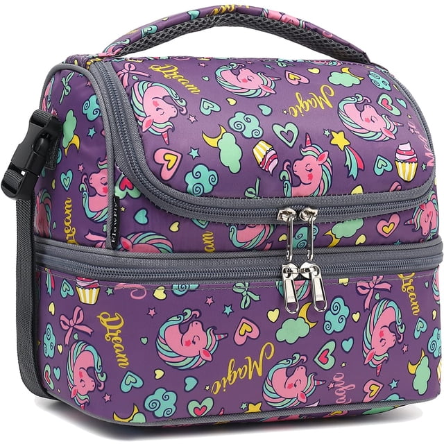 Bolsa de Almuerzo FlowFly Doble Piso Aislada Tote Grande Púrpura