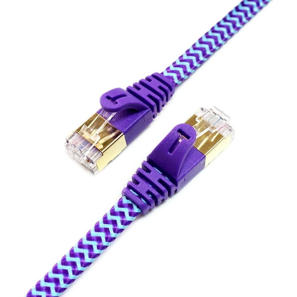 Tera Grand - 6FT - CAT7 10 Gigabit Ethernet Câble de Brassage Ultra Plat pour Modem Routeur Réseau LAN - Veste Tressée, Or