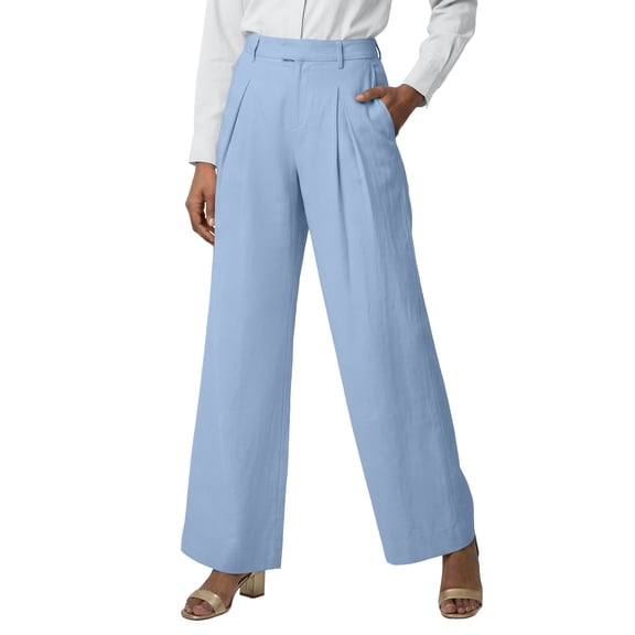 Jessica London Women's Plus Size Linen Wide-Leg Trouser