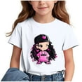 thumbnail image 2 of Delliss Girls Crew Neck Short Sleeve Graphic Tees Cool girl print Shirts Cute Summer 3-15 Years, 2 of 7