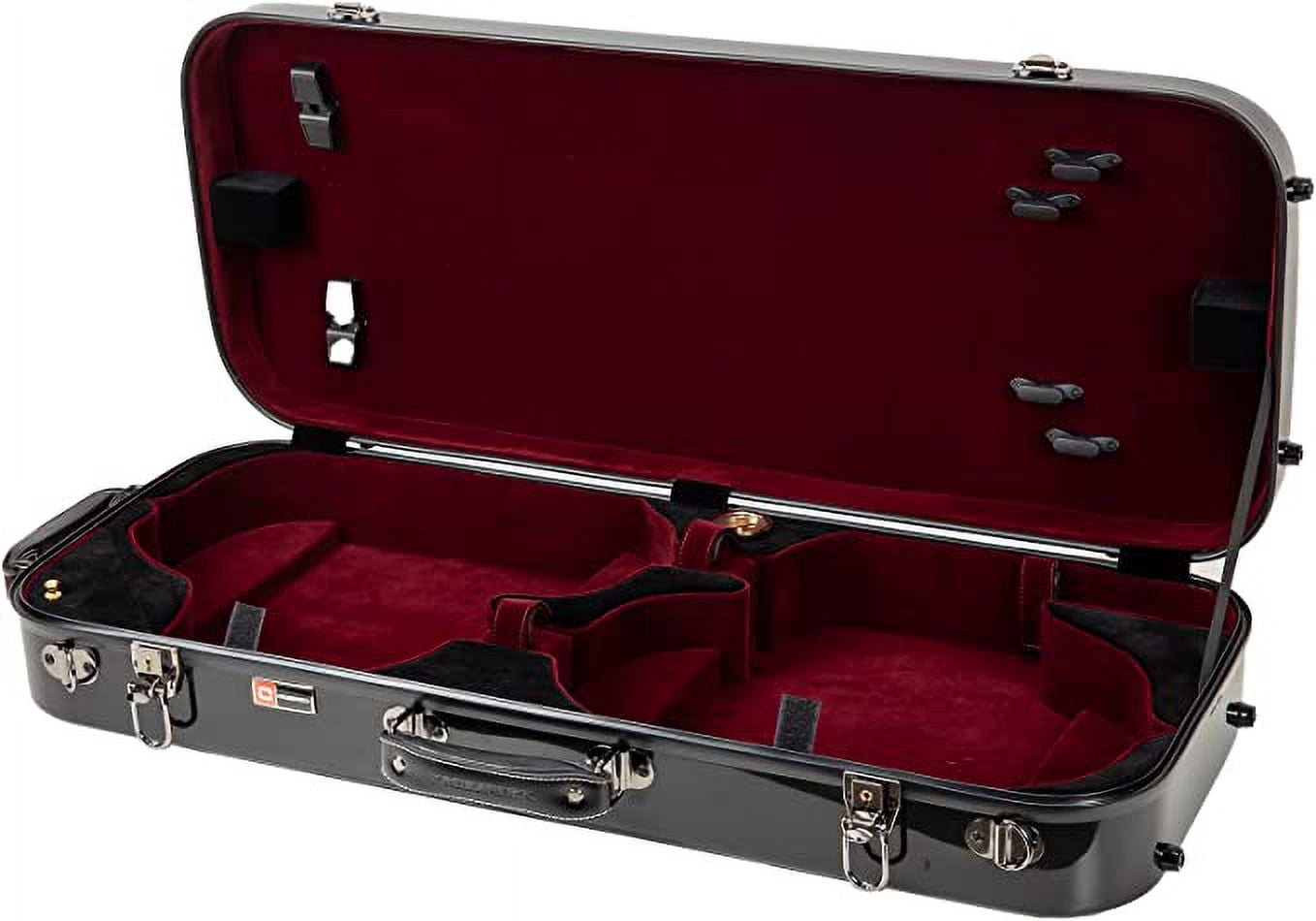 Crossrock Fiberglass Double Case for Two Full-Size Violins with TSA Lock