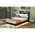 thumbnail image 6 of Newboti Furniture Twin Size Upholstery Platform Bed Frame with LED Light Strips, Headboard Storage Space and Two USB Charging Deisgn, Black NO.77319, 6 of 16